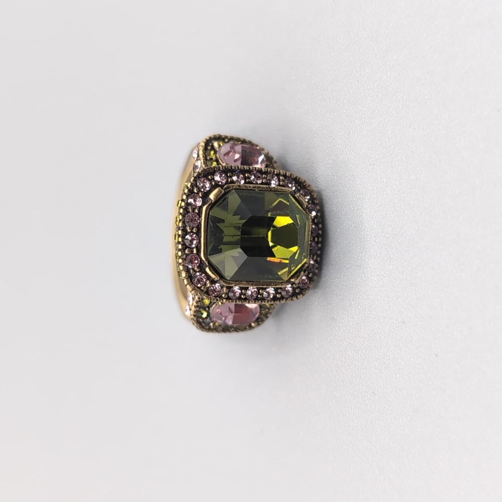Heidi Daus| Bronze Toned Multicolored Green and Pink Crystal Ring - Picture 5 of 12